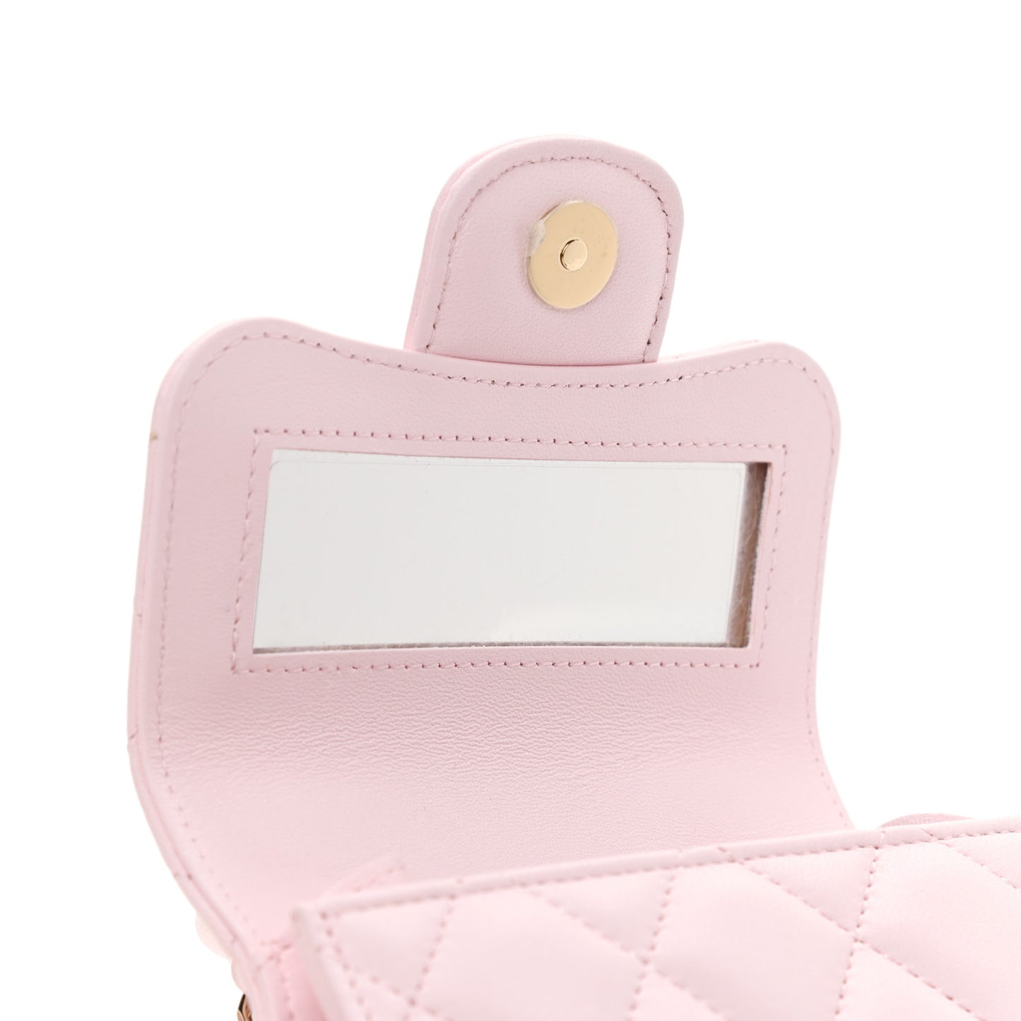 Lambskin Quilted Top Handle Clutch With Chain Light Pink