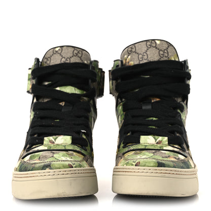 Gucci GG Monogram Blooms Web High Top Sneakers 8 Beige Green 3 of 12