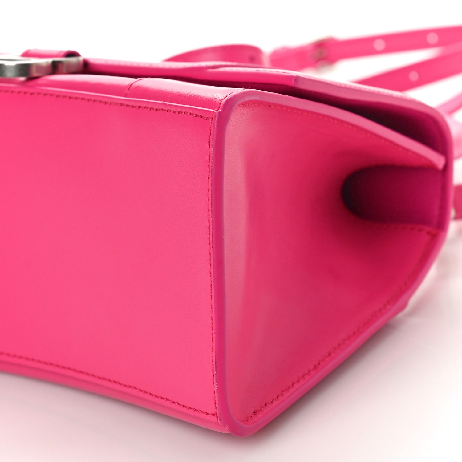 Balenciaga Shiny Box Calfskin Small Hourglass Top Handle Bag Acid Fuchsia 9 of 10