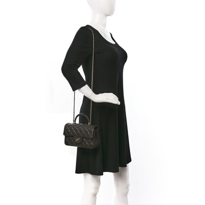 Chanel Lambskin Quilted Mini Top Handle Rectangular Flap Dark Brown 2 of 11