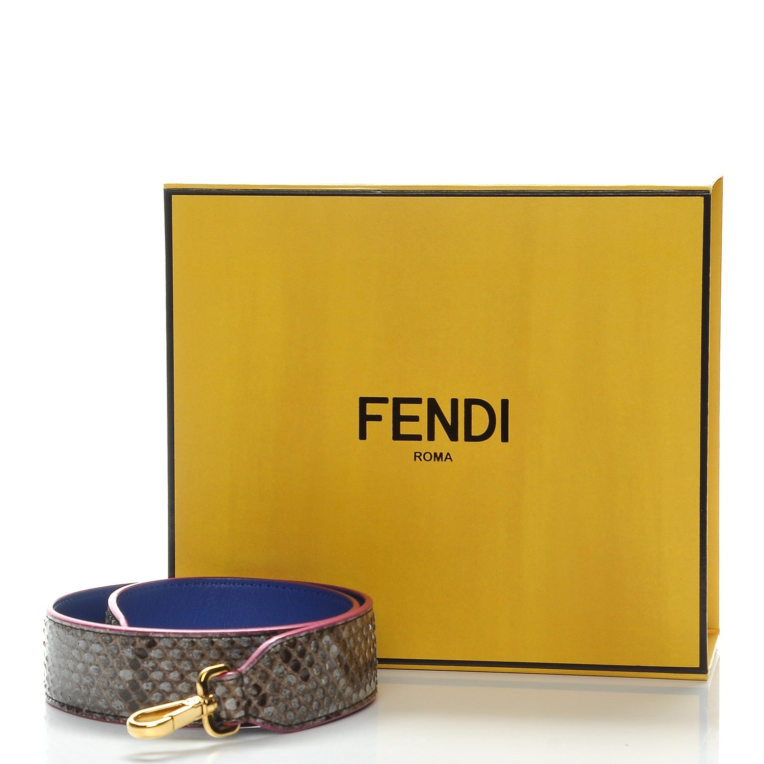 Fendi Shiny Python Vitello Dolce Strap You Asfalto Blue Neon 5 of 5
