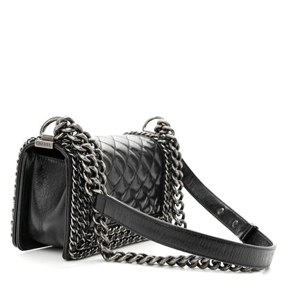 Chanel Glazed Calfskin Quilted Small Boy Chained Flap Black 3 of 10