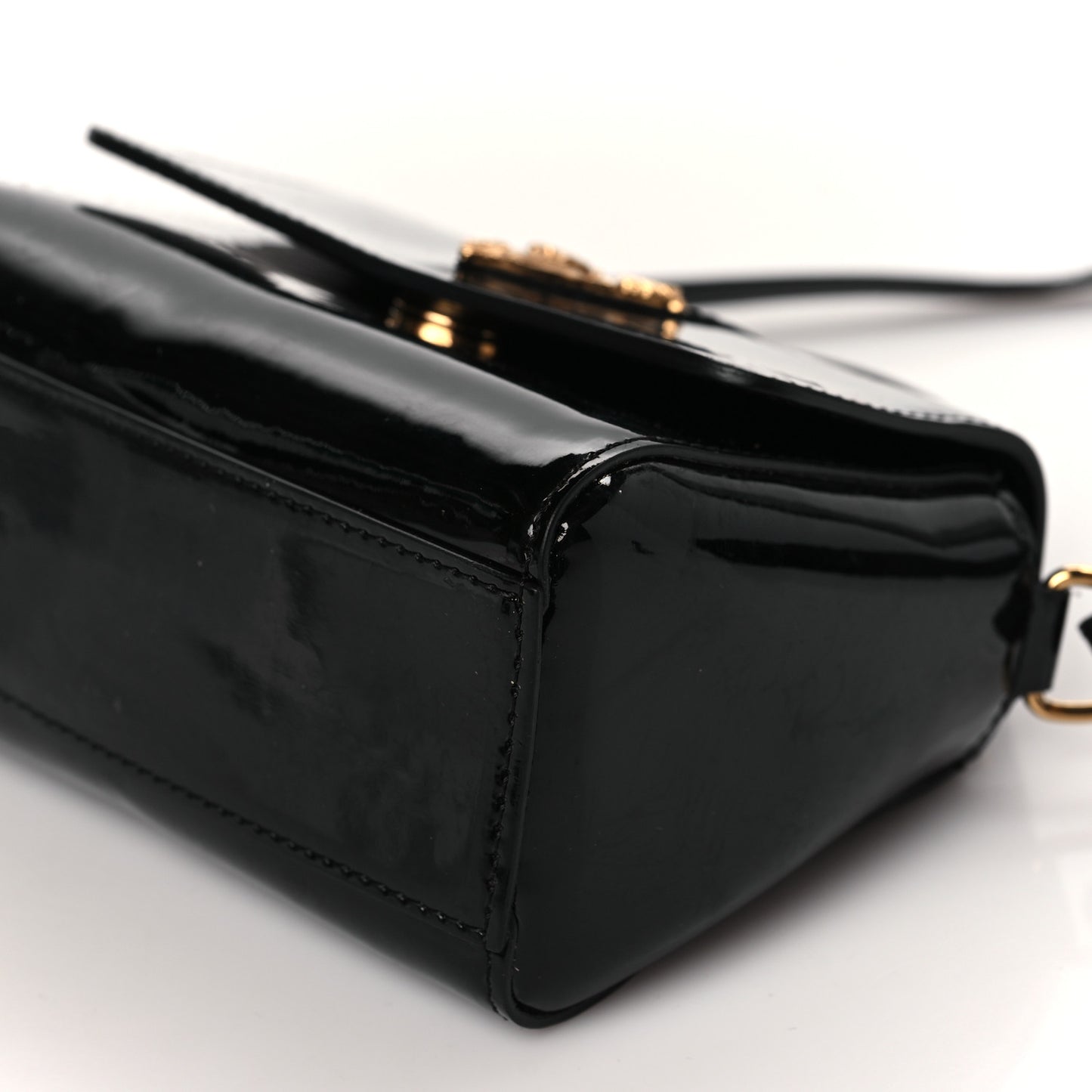 Vernice Barocco Virtus Top Handle Bag Black