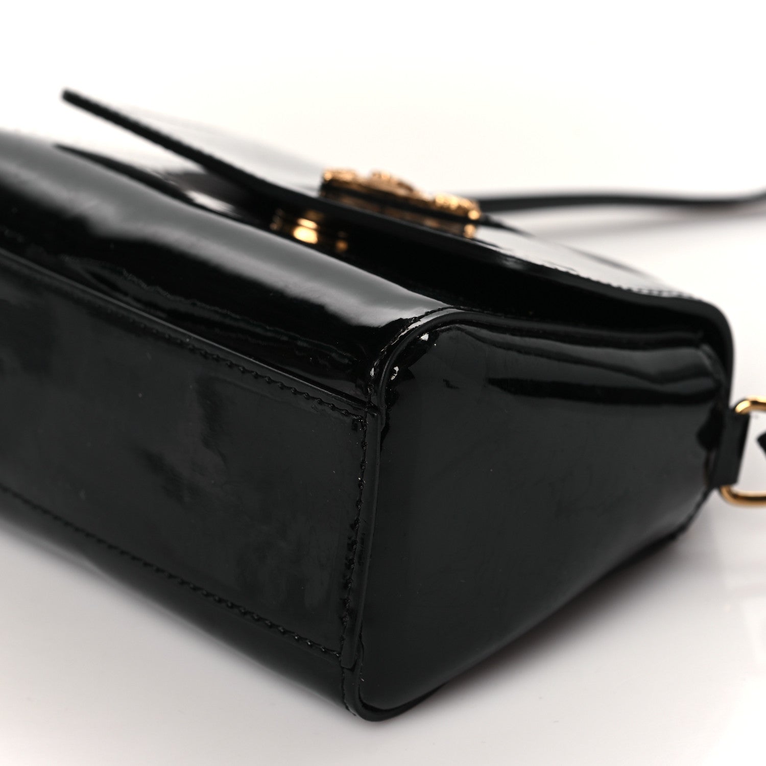 Versace Vernice Barocco Virtus Top Handle Bag Black 7 of 7