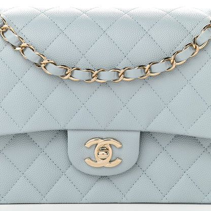 Chanel Caviar Quilted Medium Double Flap Light Blue 8 of 11
