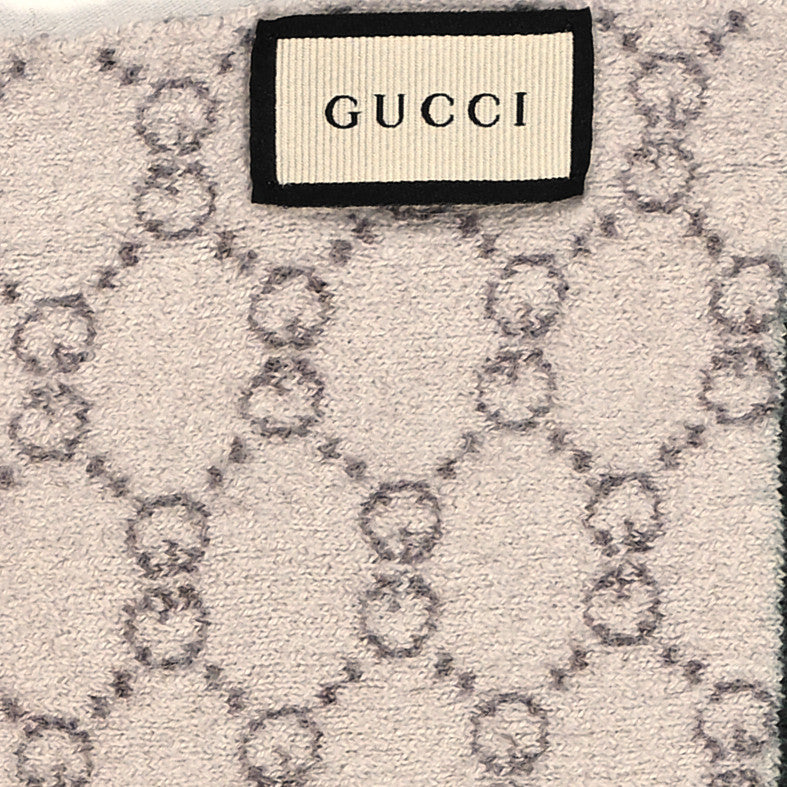 Gucci Wool Tricot GG Monogram Web Solange Scarf Coffee Ivory 4 of 4