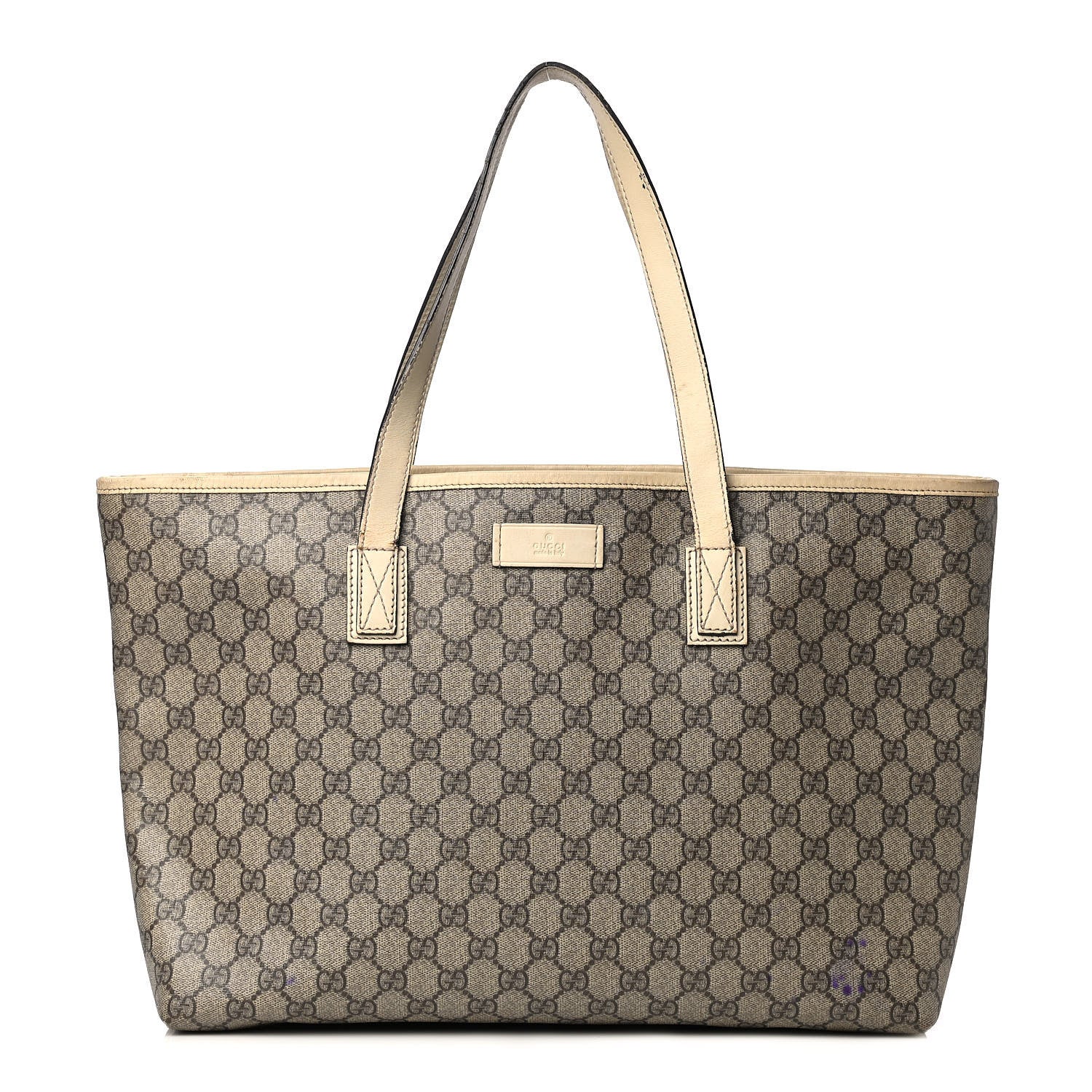 Gucci GG Supreme Monogram Medium Zippered Shopping Tote Off White 1 of 4