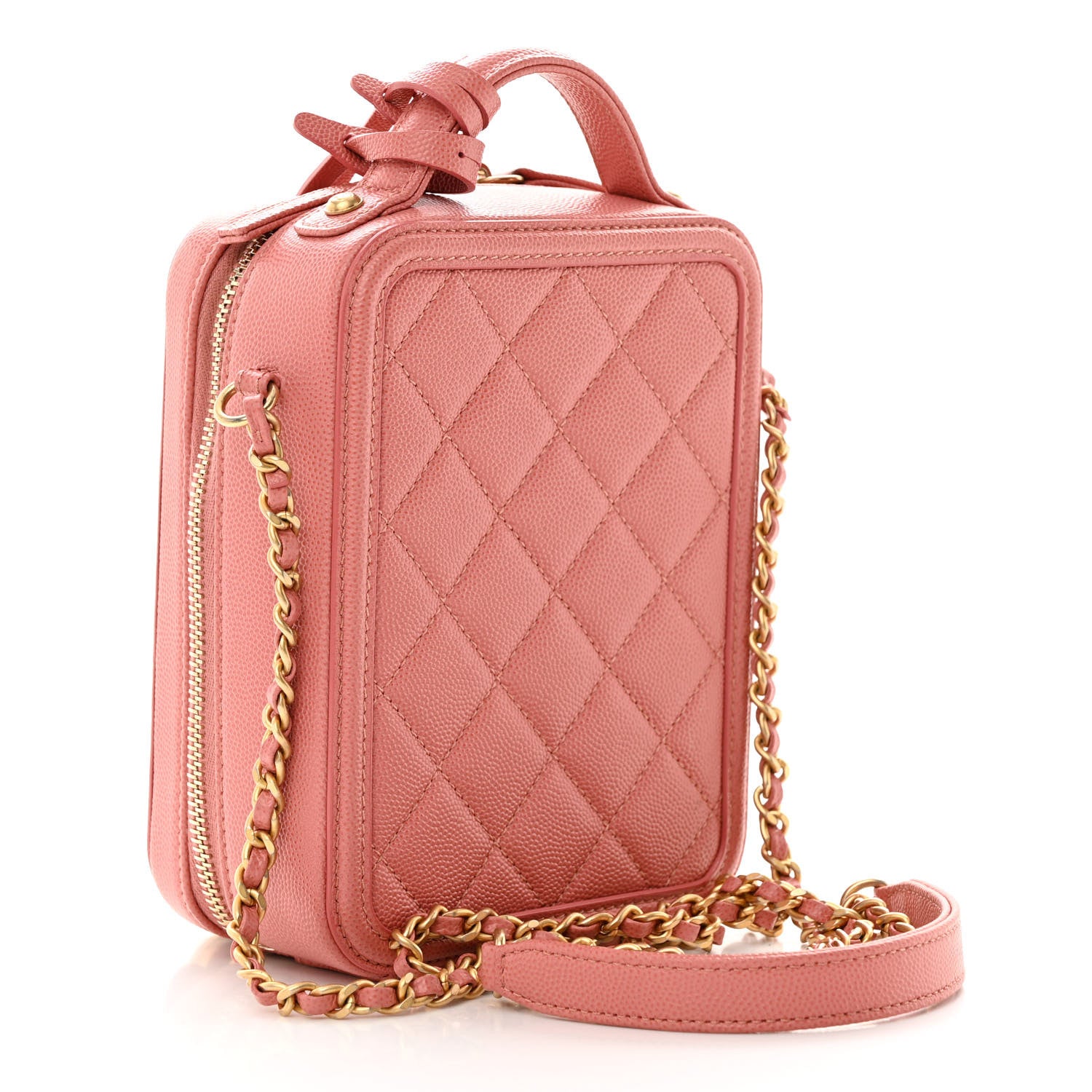 Chanel Caviar Quilted CC North South Filigree Vanity Case Pink 3 of 14