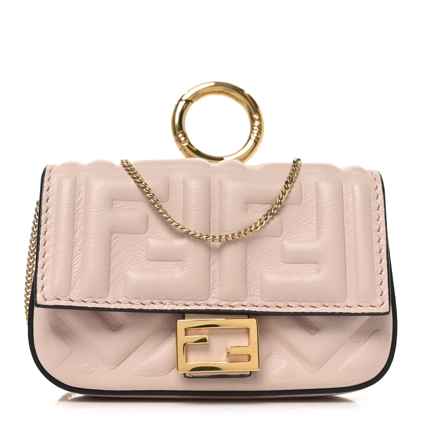Nappa Matisse FF Embossed Nano Baguette Charm Rosa Quarzo