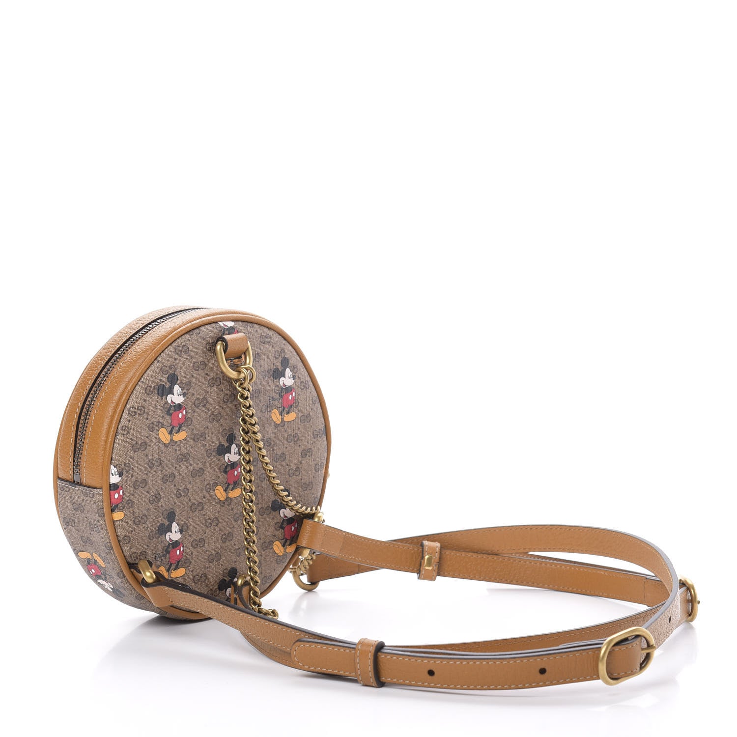 Gucci X DISNEY Mini Vintage GG Supreme Monogram Mickey Mouse Round Backpack Beige Vintage Sun Oil 2 of 10