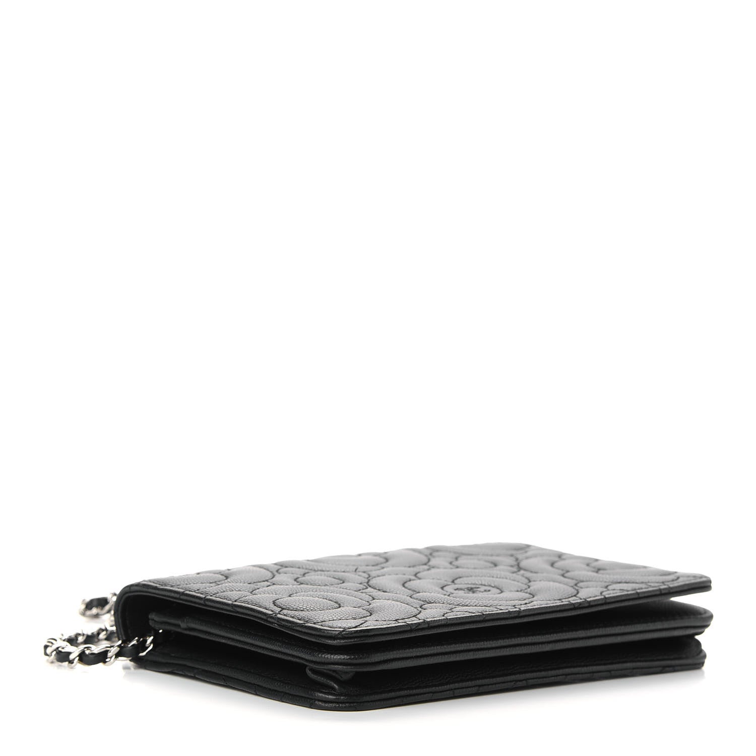 Chanel Caviar Camellia Embossed Wallet On Chain WOC Black 3 of 8