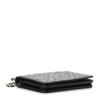 Chanel Caviar Camellia Embossed Wallet On Chain WOC Black 3 of 8