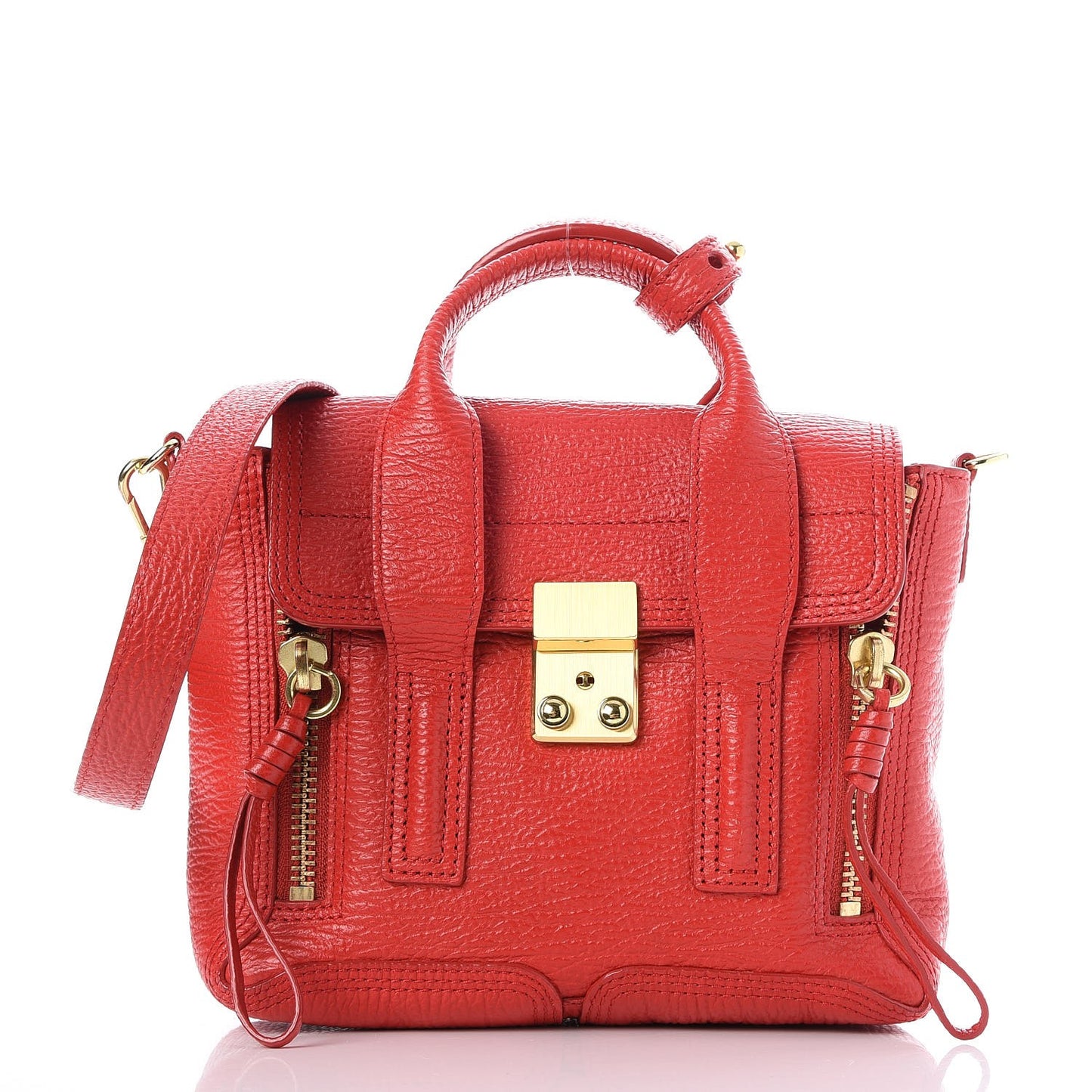 3.1 Textured Calfskin Mini Pashli Satchel Red