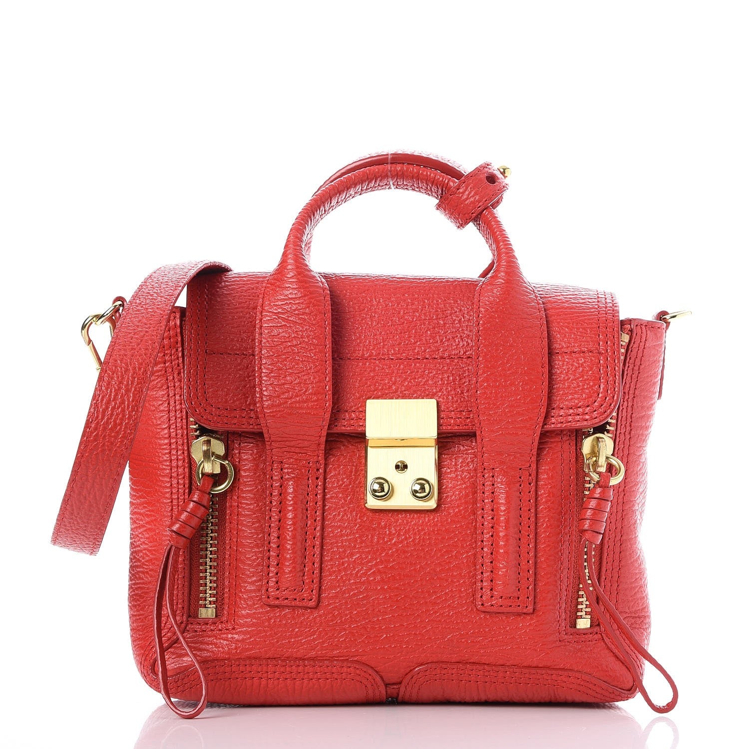3.1 Phillip Lim 3.1 Textured Calfskin Mini Pashli Satchel Red 1 of 8