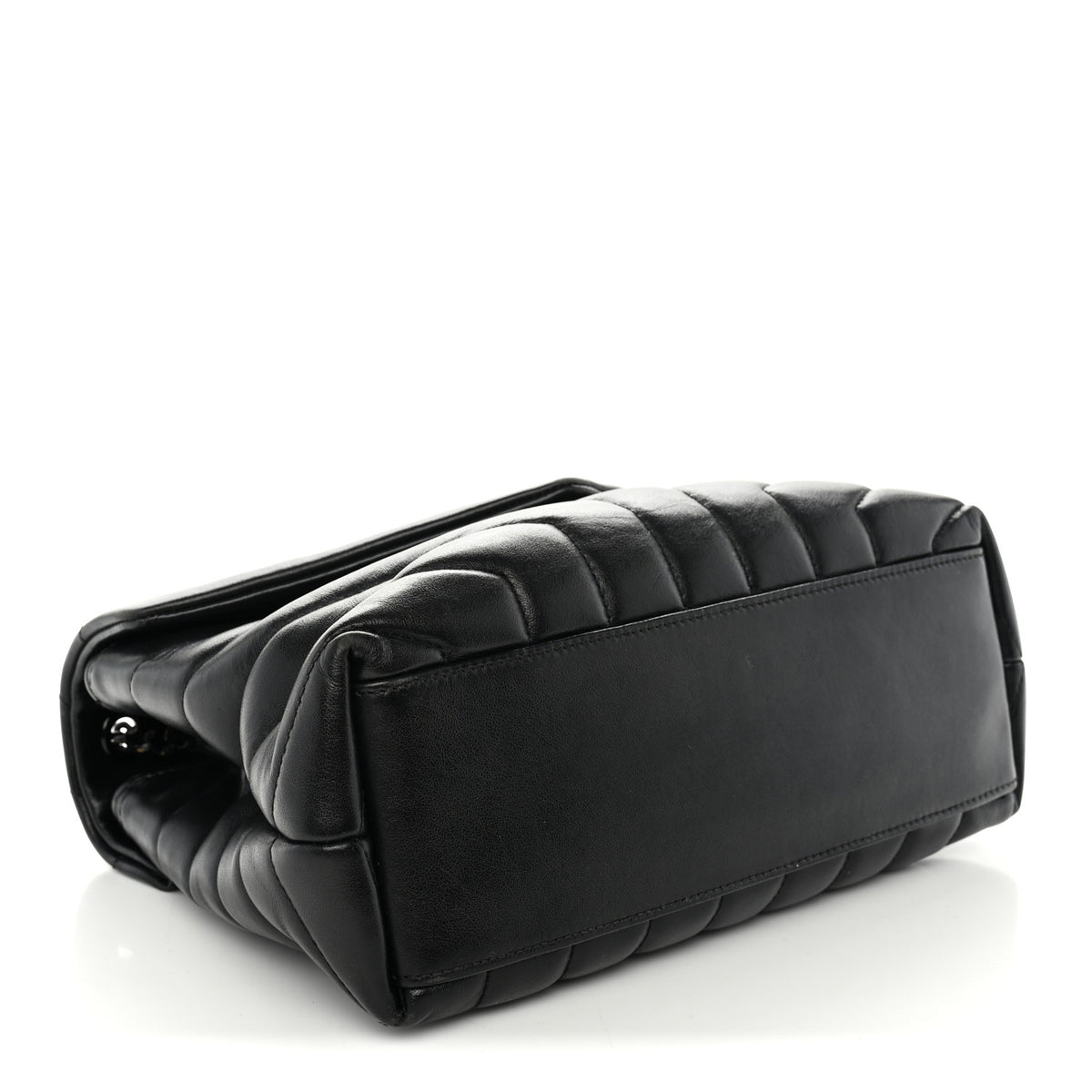 Calfskin Y Quilted Monogram Monochrome Small Loulou Chain Satchel Black