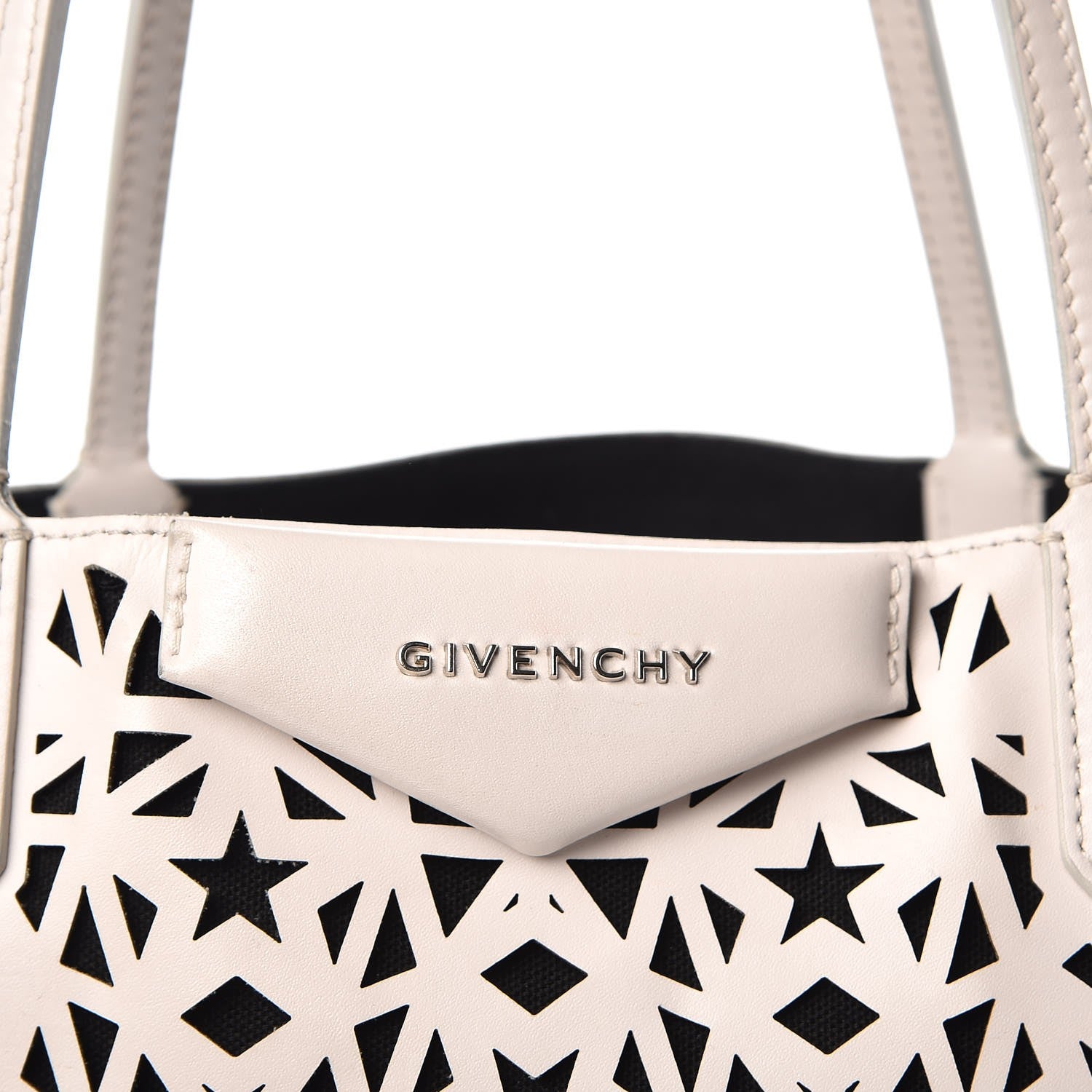 Givenchy Calfskin Lazer Cut Medium Antigona Tote White Black 9 of 10