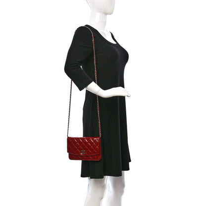 Chanel Patent Quilted Brilliant Wallet On Chain WOC Red 2 of 9