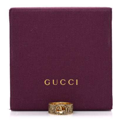 Gucci 18K Yellow Gold Interlocking G Arabesque Ring 55 7.25 6 of 6