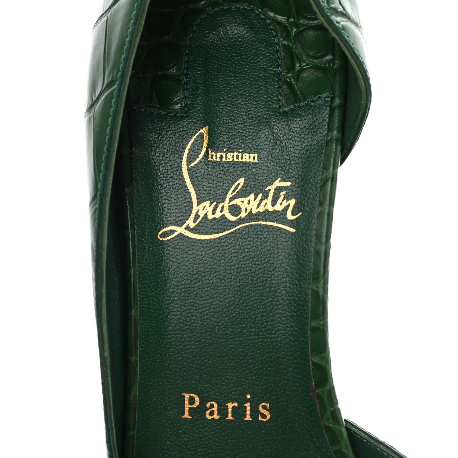 Christian Louboutin Crocodile Embossed Calfskin Iriza 70 Pumps 37 Green 6 of 8