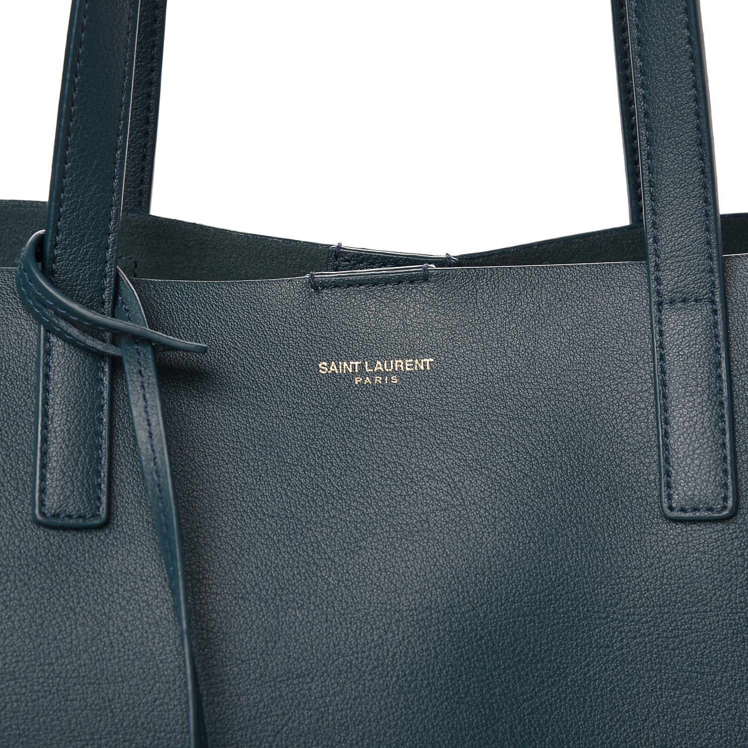Saint Laurent Calfskin Large Shopping Tote Dark Turquoise 8 of 14