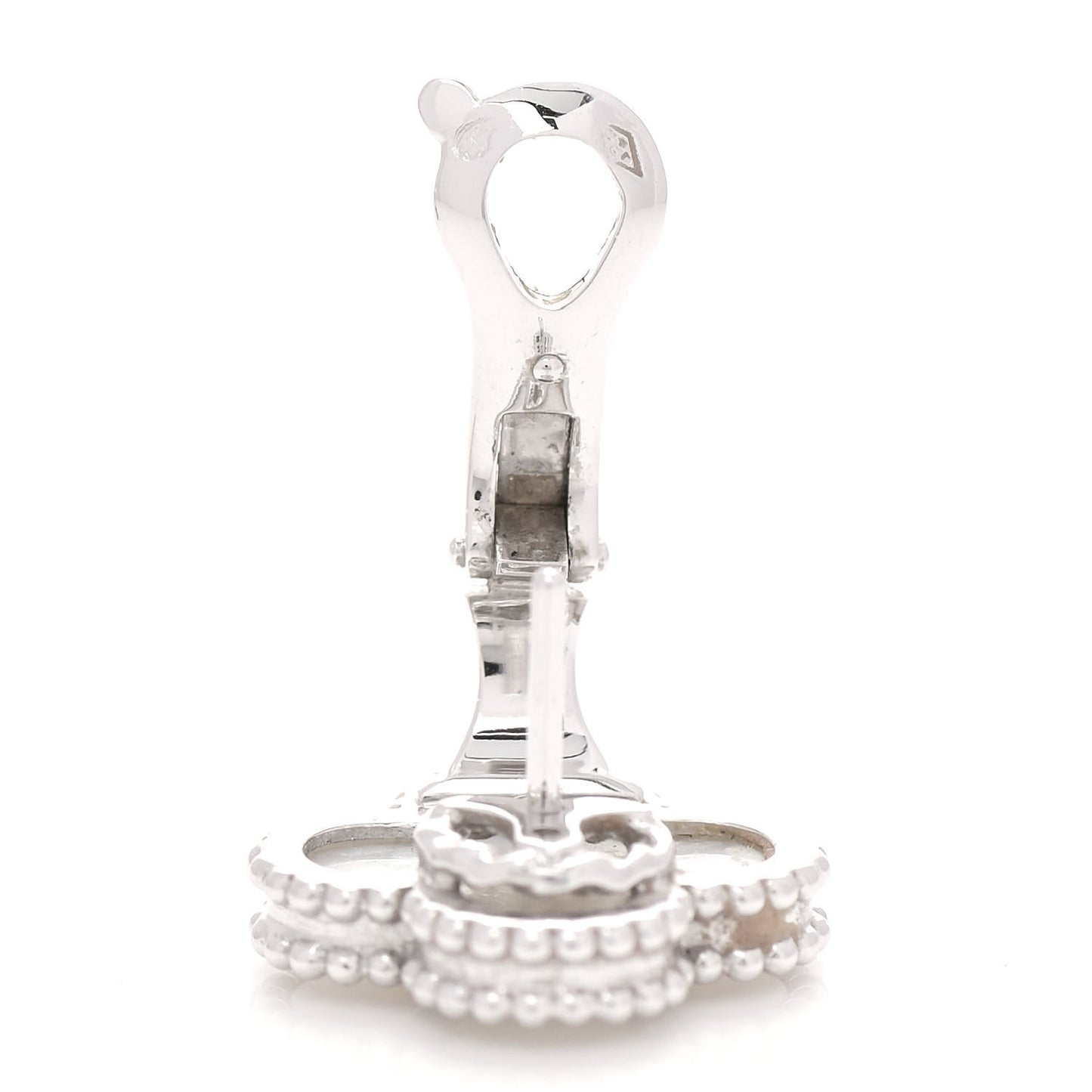 18K White Gold Mother of Pearl Vintage Alhambra Earrings