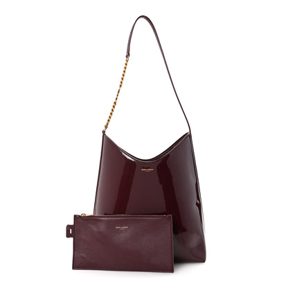 Saint Laurent Patent Calfskin Rendez-Vous Hobo Dark Red Wine 3 of 12