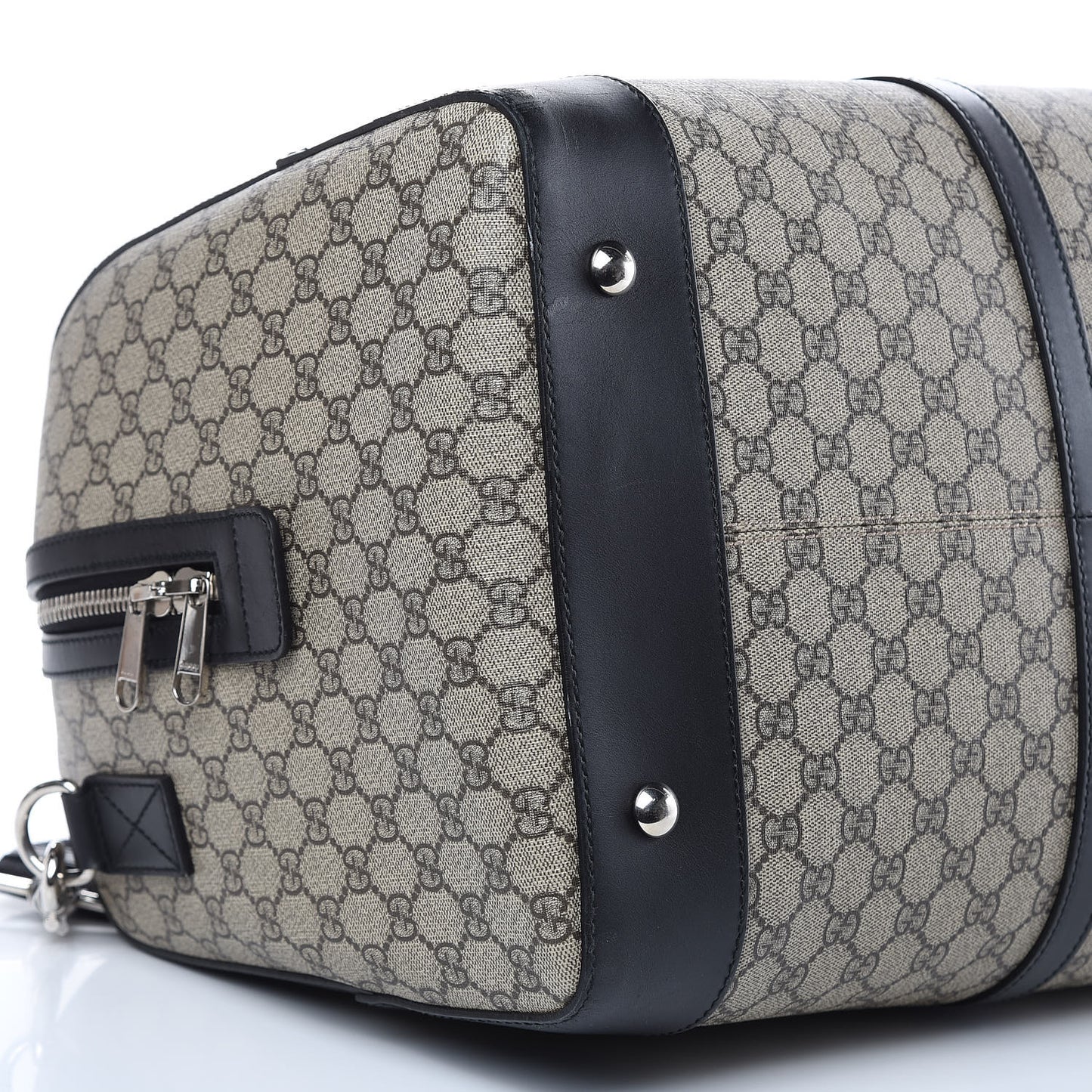 GG Supreme Monogram Selleria Calfskin Large Duffle Beige Ebony Black