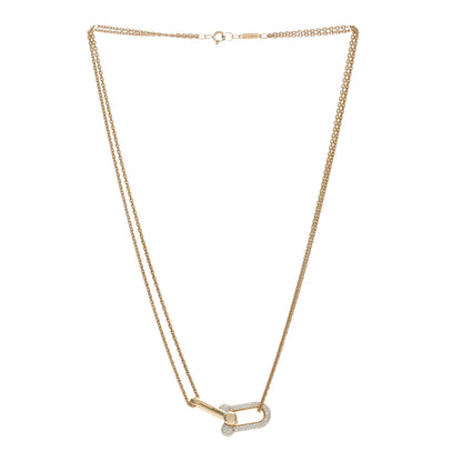 Tiffany 18K Yellow Gold Diamond HardWear Double Link Pave Pendant Necklace 3 of 5