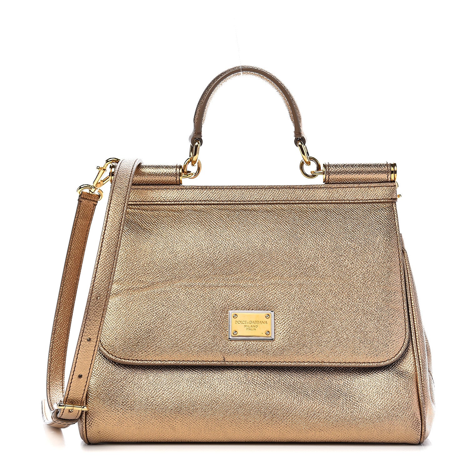 Dolce & Gabbana Metallic Dauphine Medium Miss Sicily Satchel Gold 1 of 11