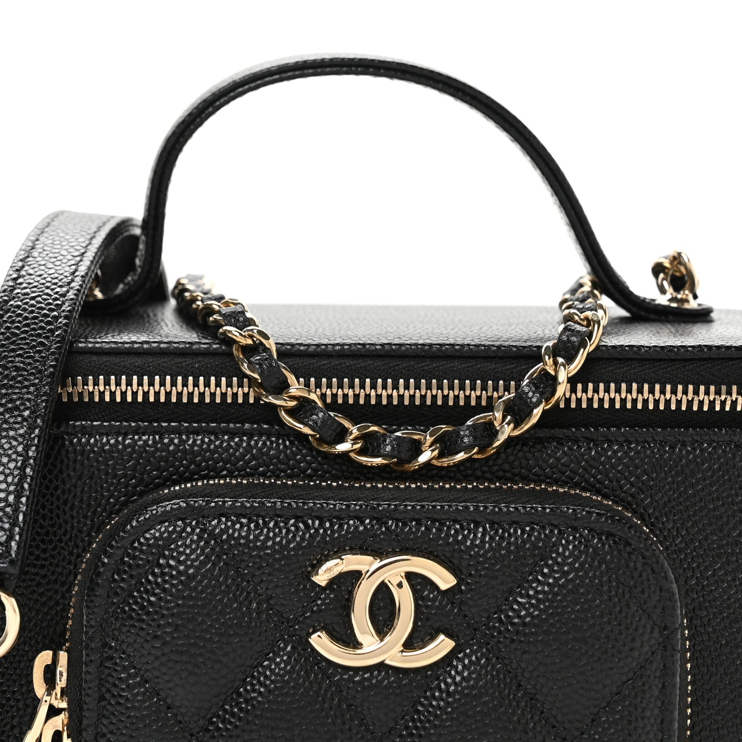Chanel Caviar Quilted Top Handle Pocket Vanity Case Black 9 of 12