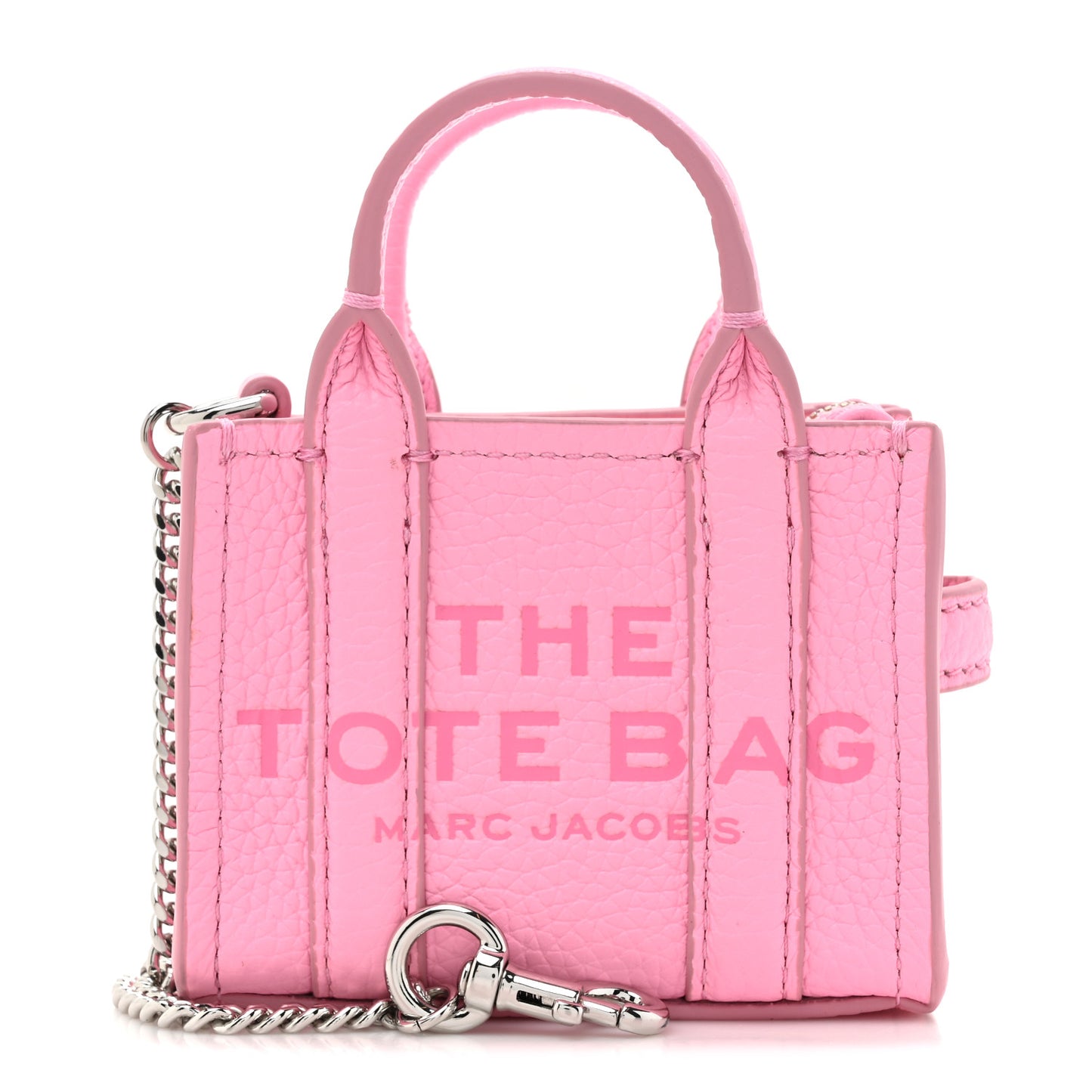 Grained Calfskin Nano Bag Charm The Tote Bag Fluro Candy Pink