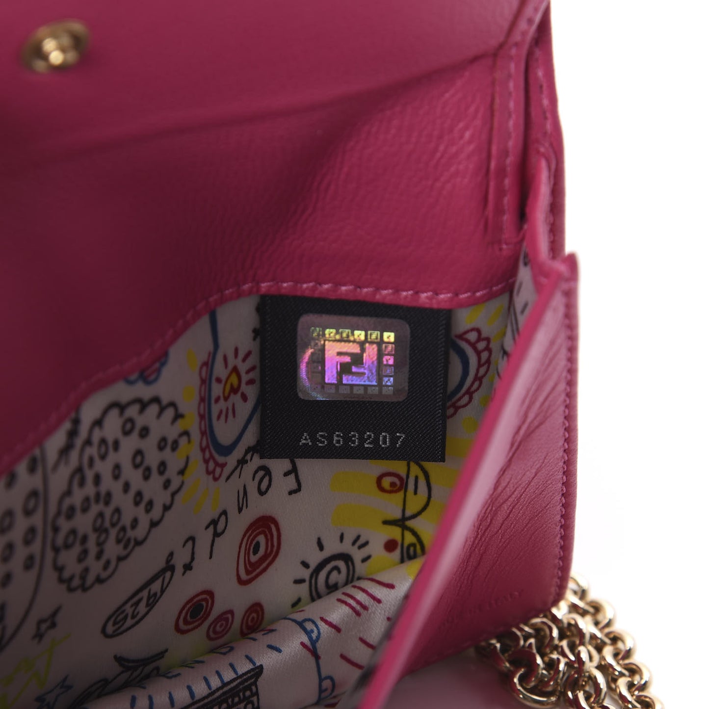 Nappa Logo Embossed Wallet On Chain Fuxia