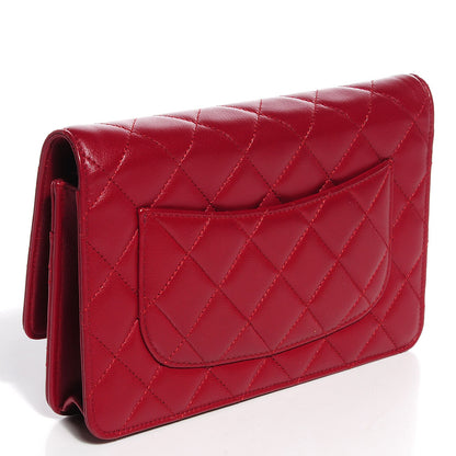 Chanel Lambskin Quilted Wallet On Chain WOC Red 3 of 9