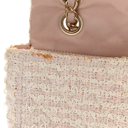 Chanel Tweed Quilted Medium Single Flap White Pink 17 of 18