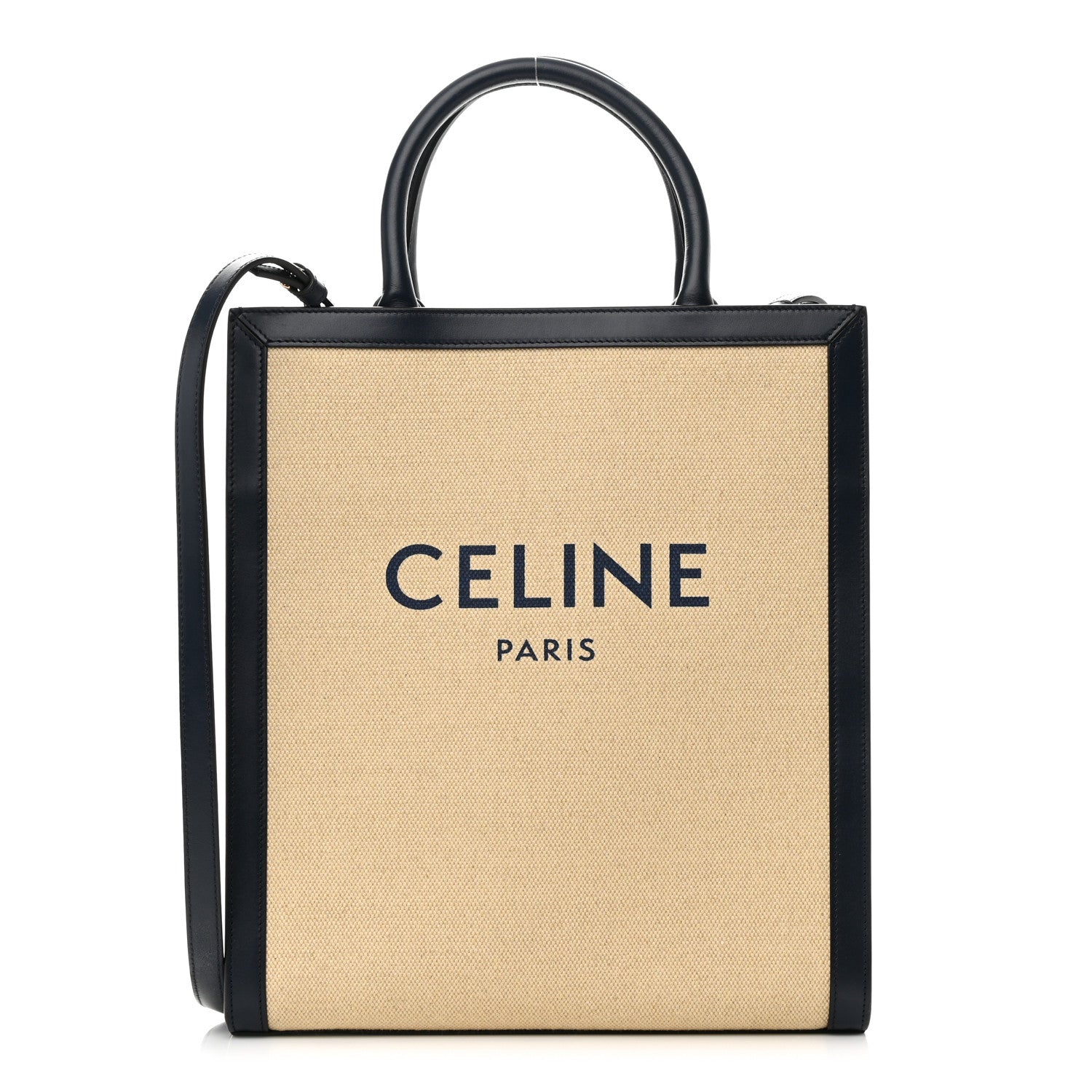 Celine Canvas Calfskin Small Vertical Cabas Vanilla Navy 1 of 11