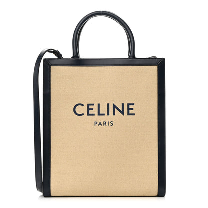 Celine Canvas Calfskin Small Vertical Cabas Vanilla Navy 1 of 11