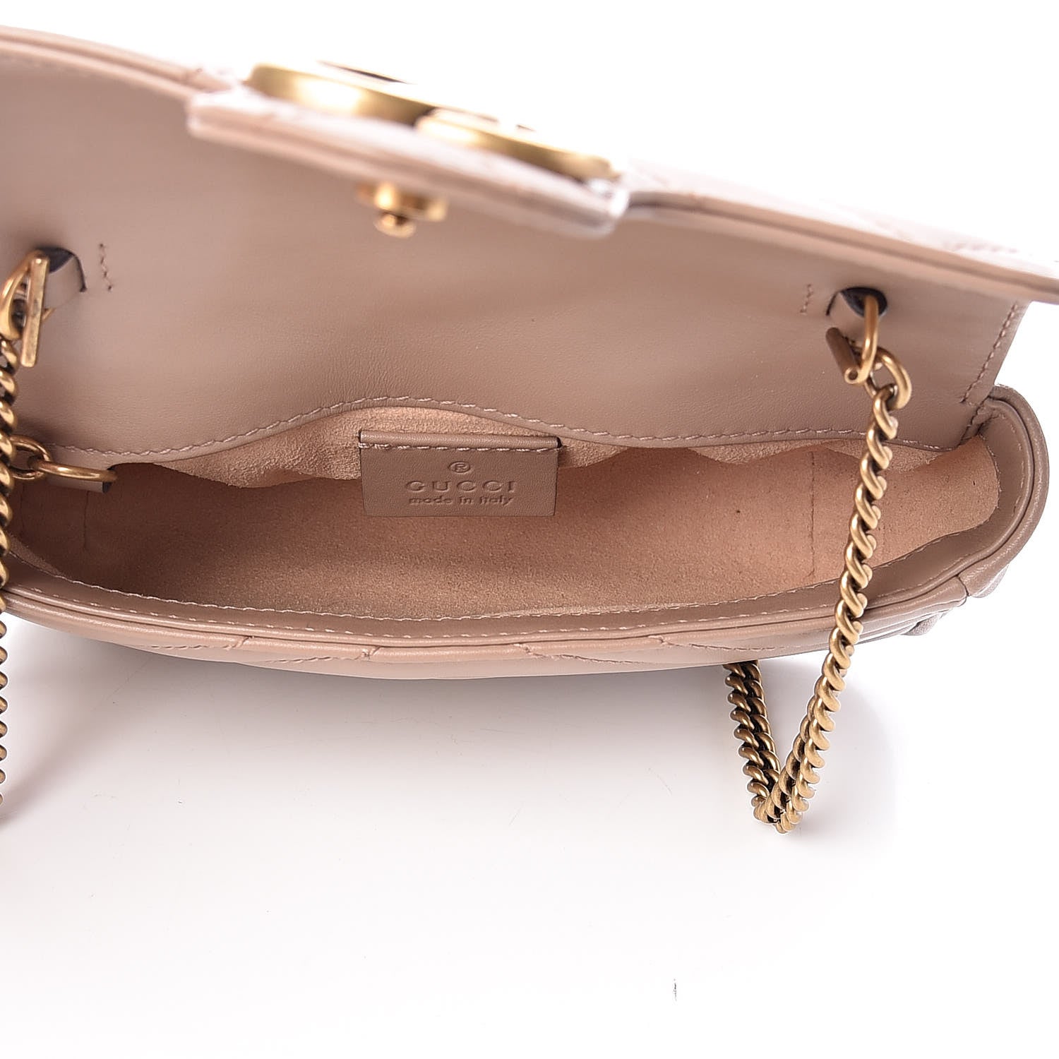 Gucci Calfskin Matelasse Super Mini GG Marmont Shoulder Bag Porcelain Rose 5 of 9