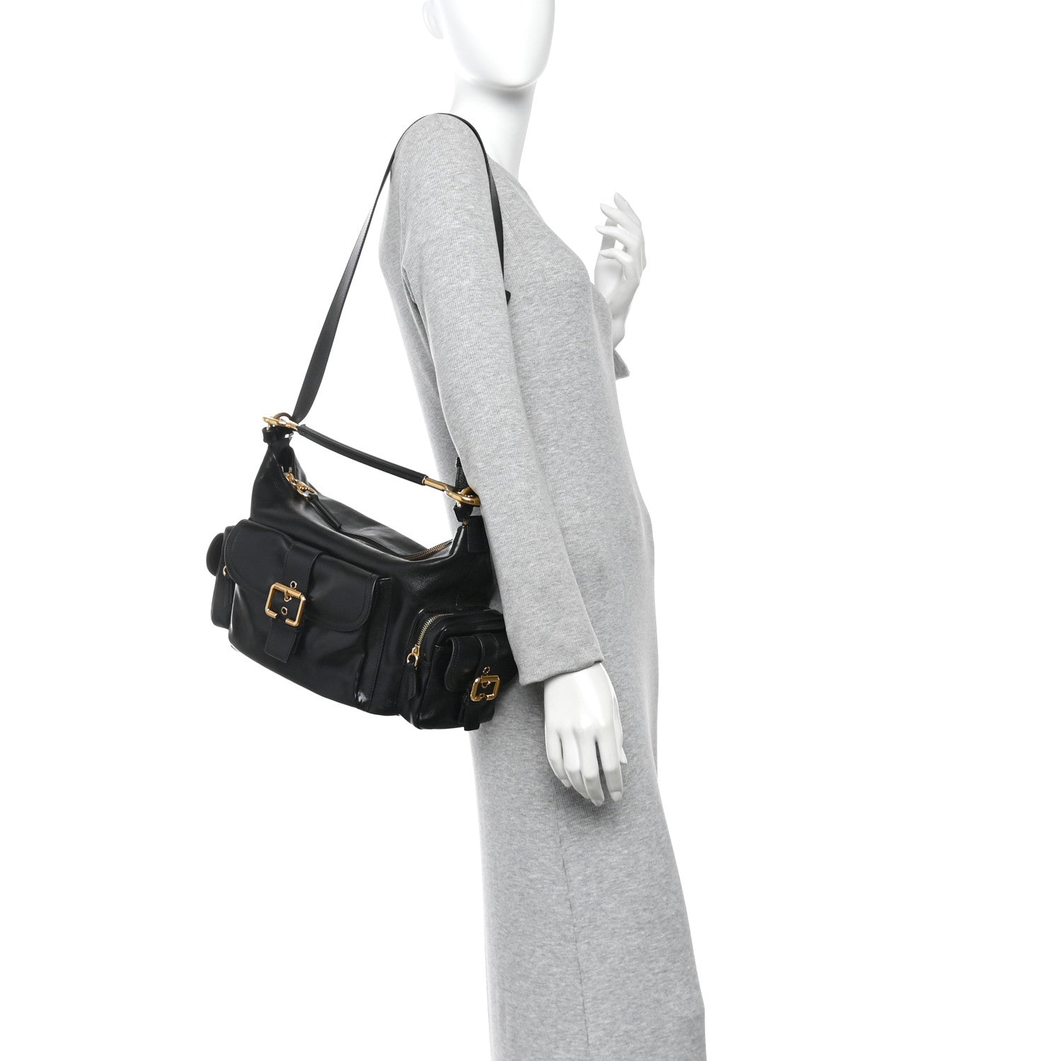 Chloe Shiny Calfskin Medium Double Carry Camera Bag Black 2 of 9