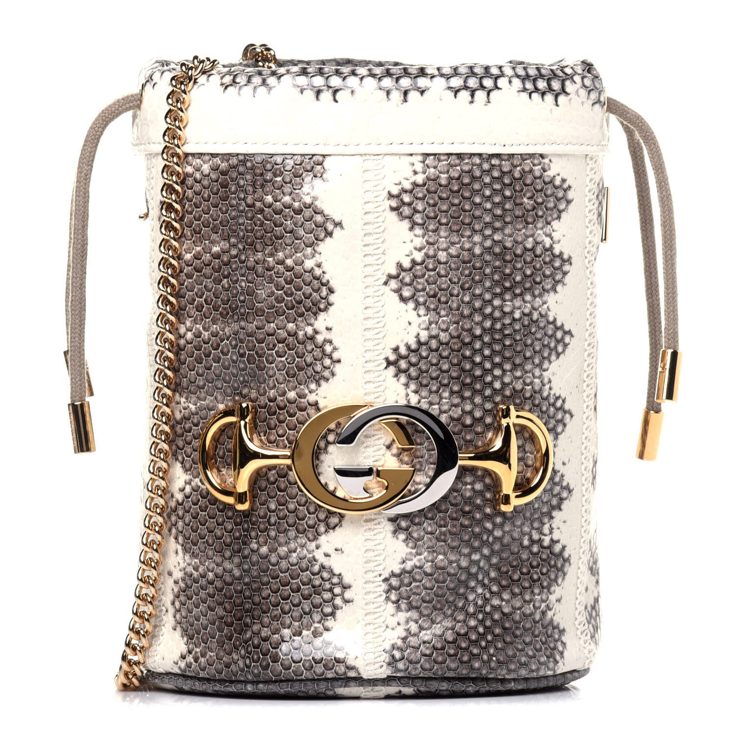 Gucci Snakeskin Mini Zumi Bucket Bag Grey 1 of 11