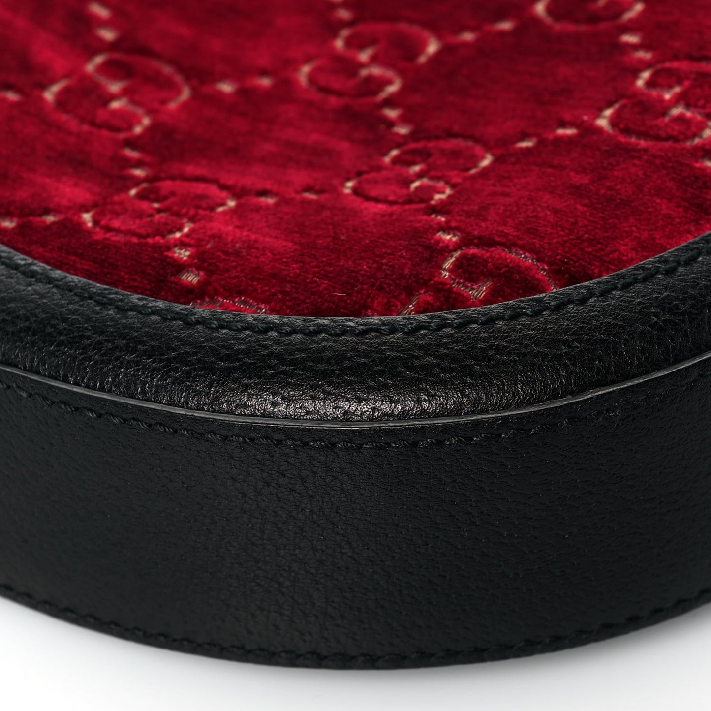 Velvet GG Monogram Textured Calfskin Round Shoulder Bag Red Cipria Black