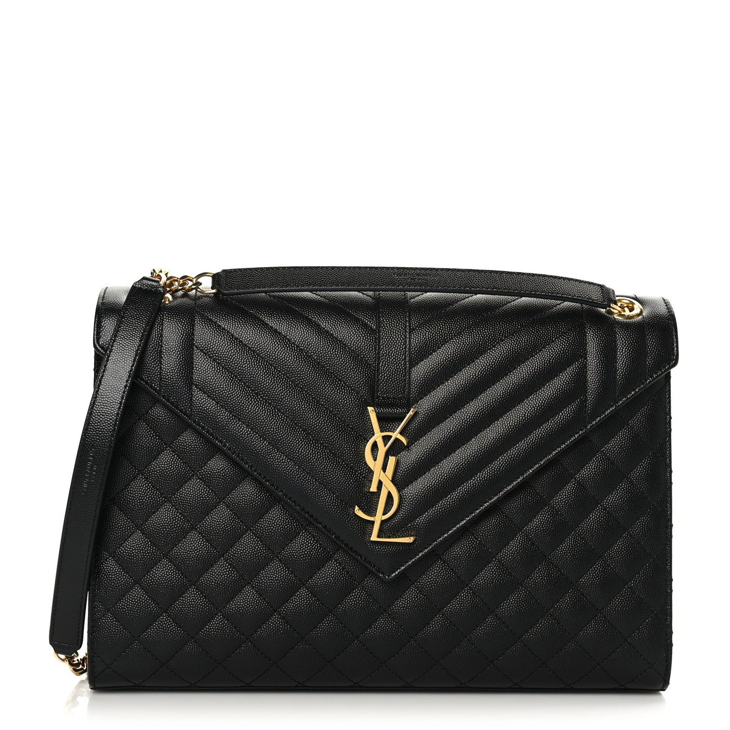 Grain De Poudre Textured Mixed Matelasse Large Triquilt Monogram Satchel Black