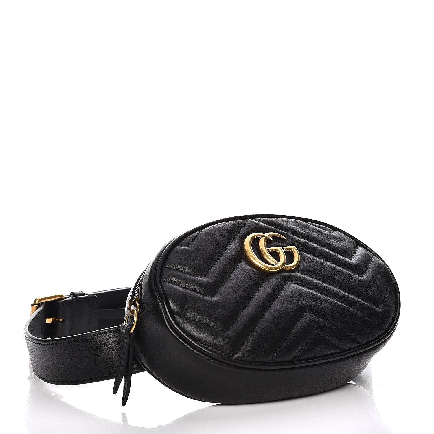 Gucci Calfskin Matelasse GG Marmont Belt Bag 75 30 Black 4 of 9