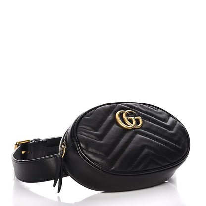 Gucci Calfskin Matelasse GG Marmont Belt Bag 75 30 Black 4 of 9