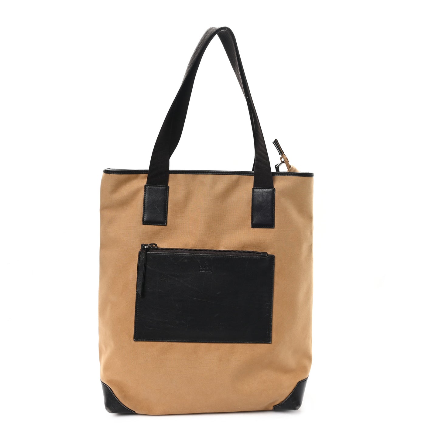 Canvas Calfskin Monogram Tall Tote Beige
