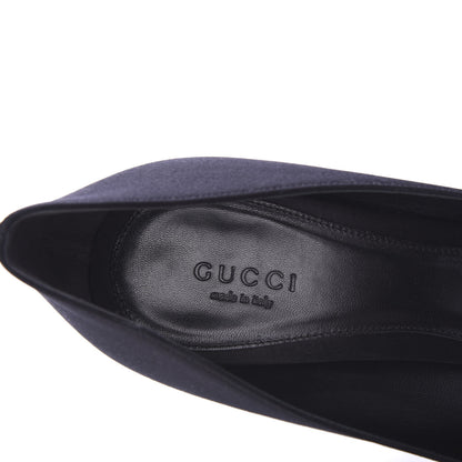 Gucci Satin Crystal Peep Toe Pumps 9.5 Black 7 of 9