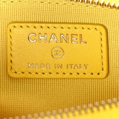 Chanel Caviar Quilted Zip Card Holder Wallet Yellow 6 of 10