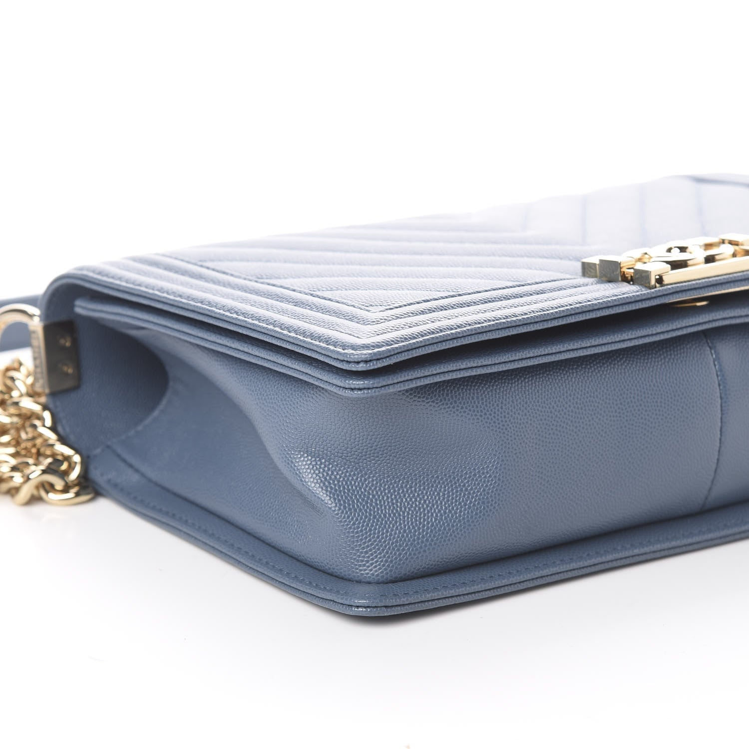 Chanel Caviar Chevron Quilted New Medium Boy Flap Blue 5 of 9