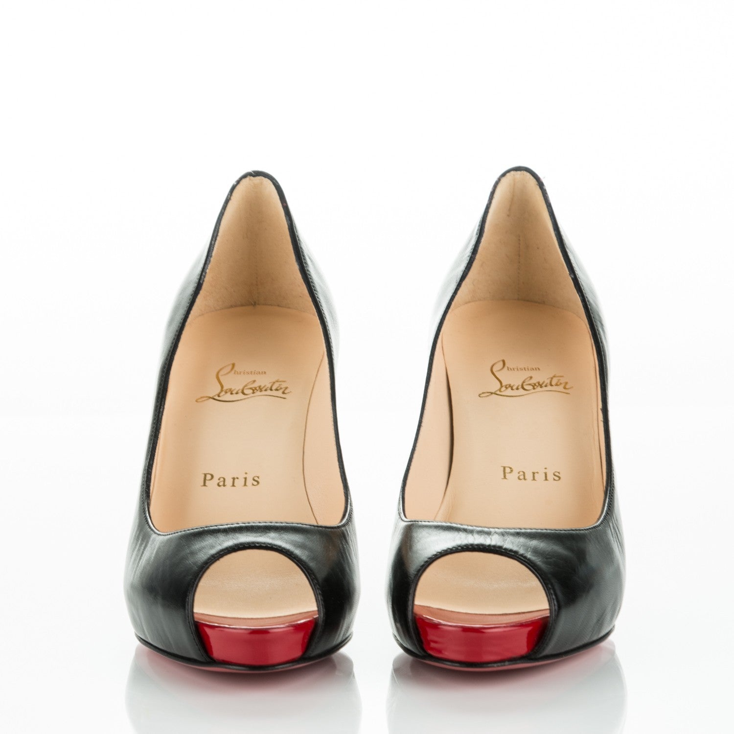 Christian Louboutin Kid Mater Claude 85 Platform Pumps 37 Black Red 2 of 7