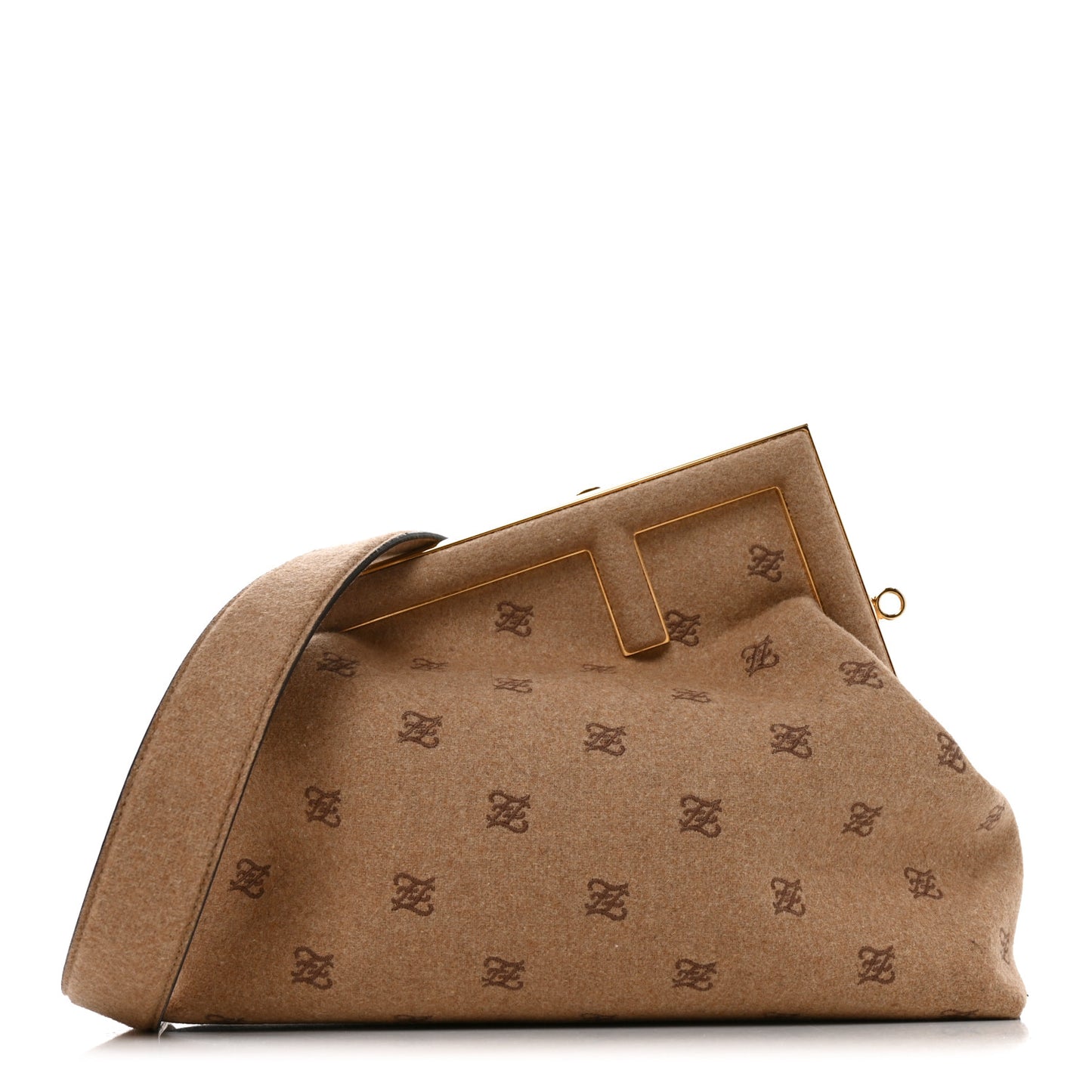 Flannel Karligraphy Embroidered Medium Fendi First Camel