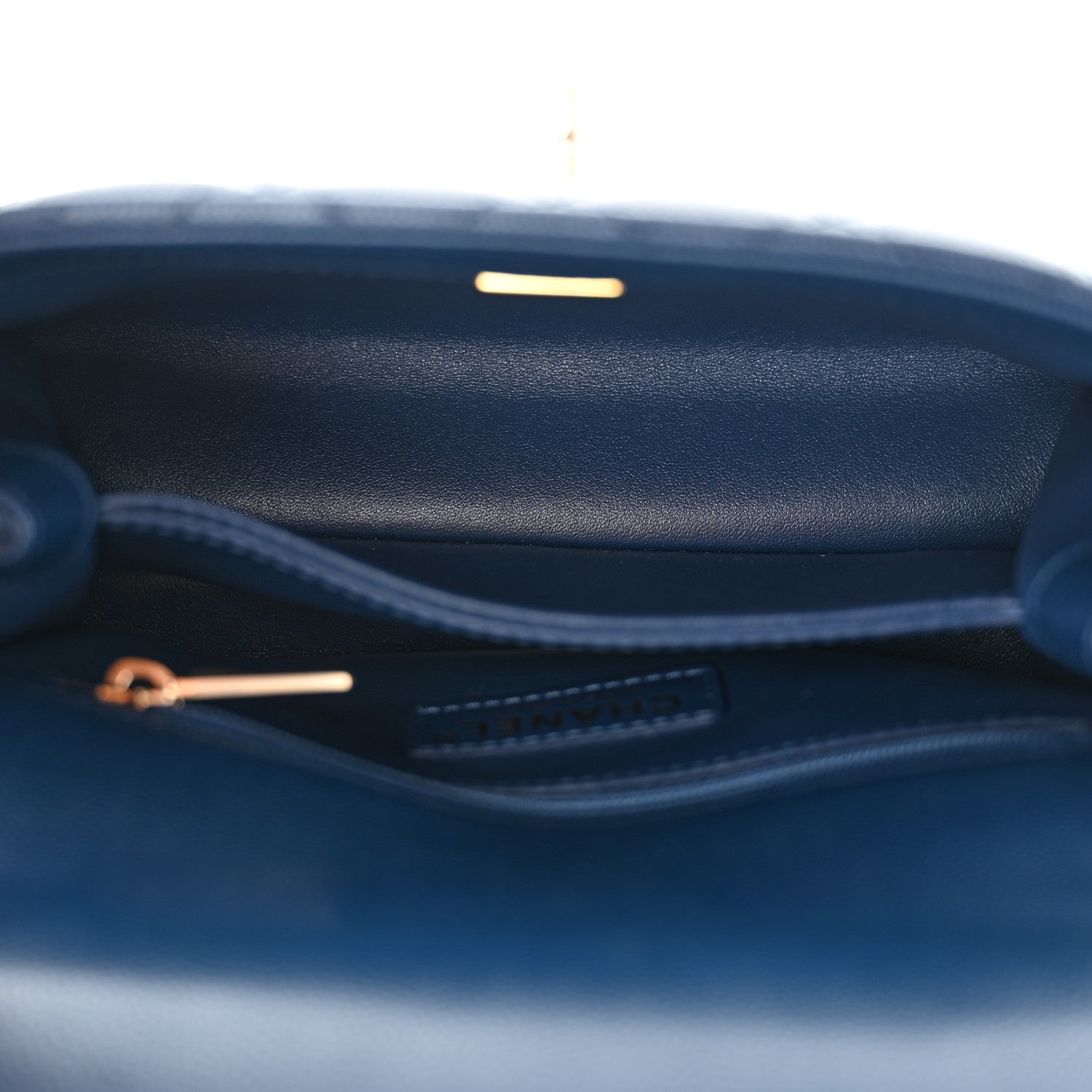 Chanel Caviar Quilted Lizard Embossed Mini Coco Handle Flap Navy Blue 5 of 13